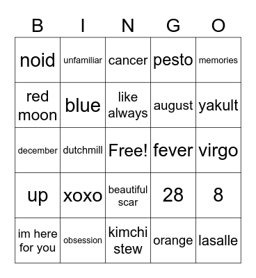 pa bingo ni ate kkams Bingo Card
