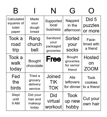 Covid-19 Bingo Card