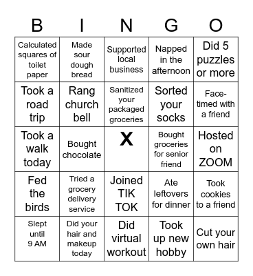 Covid-19 Bingo Card