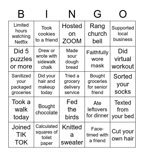 Covid-19 Bingo Card