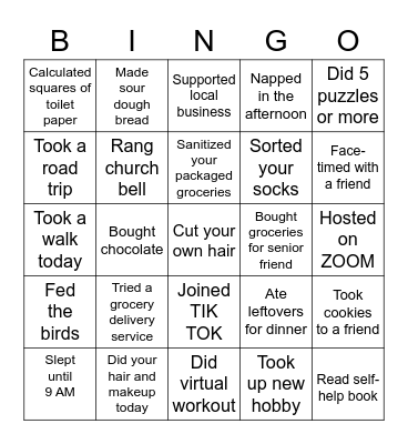 Covid-19 Bingo Card