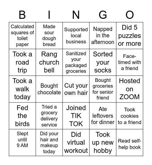 Covid-19 Bingo Card