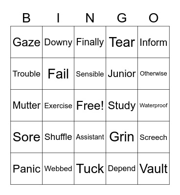 G3 Review Bingo Card