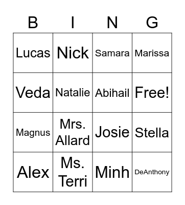 STAR Bingo Card