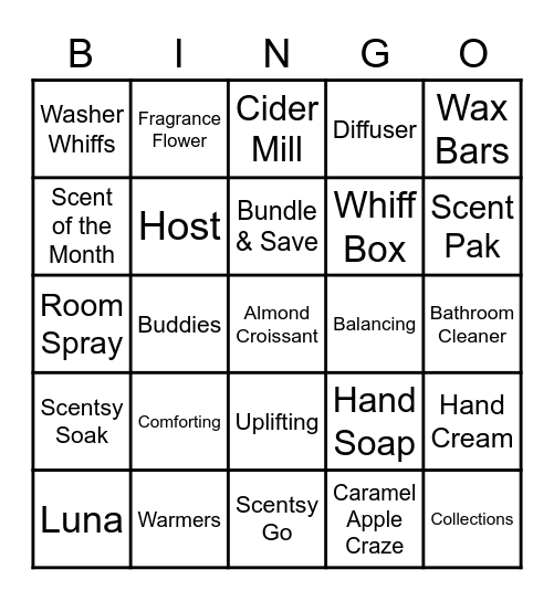 Fall / Winter Bingo Card