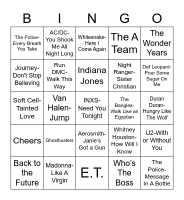 Total-Quiz.com Presents Radio Bingo: Remember the 80's Bingo Card