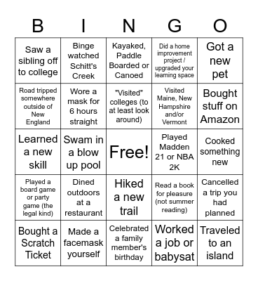 COVID SENIOR BINGO Card