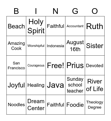 Things about Tine Bingo Card