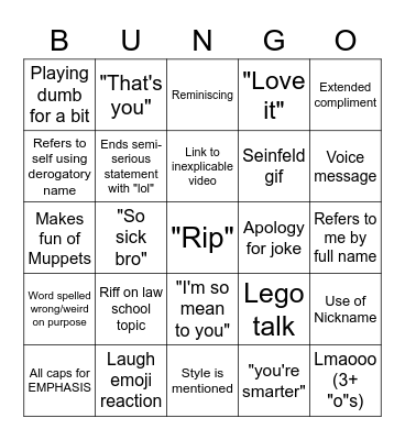 Tommy Kusch Messanger Bingo Card