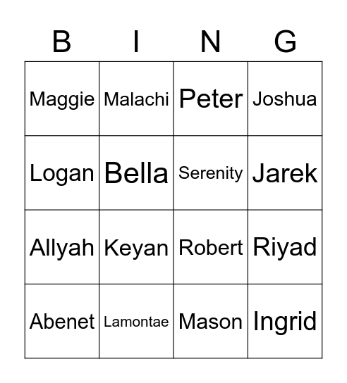RAMS STAR Bingo Card