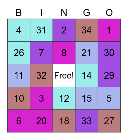 Megan´s 18th birthday Bingo Card
