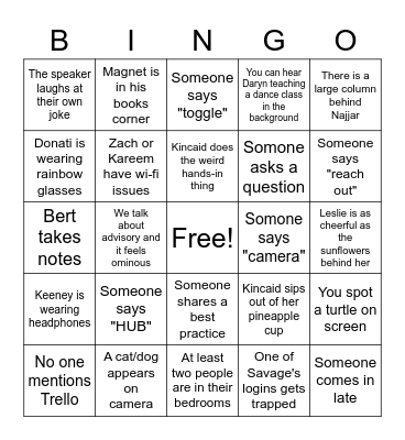 English Huddle Bingo!! Bingo Card