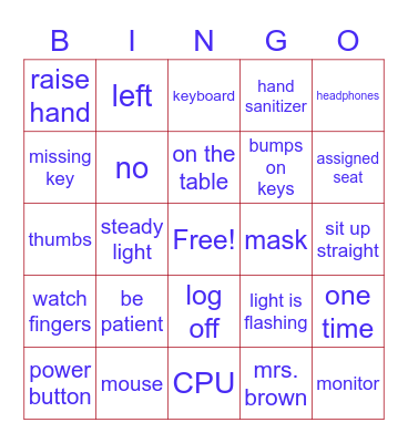 Computer Lab Bingo Card