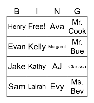 STAR Bingo Card