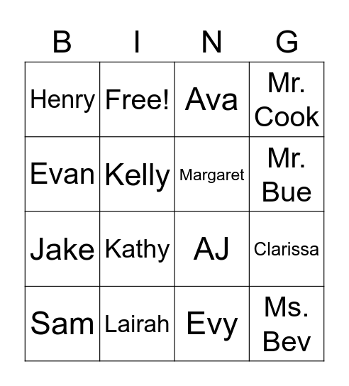 STAR Bingo Card