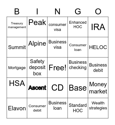 Coupeville 66 Sales Bingo Card