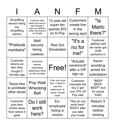 Bingo: F.Y.E. Antics Edition 2 Bingo Card