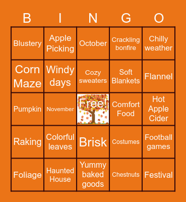 Book Club Fall BINGO Card