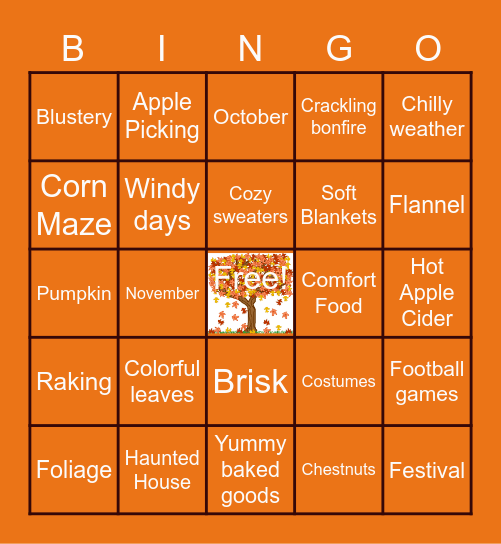 Book Club Fall BINGO Card