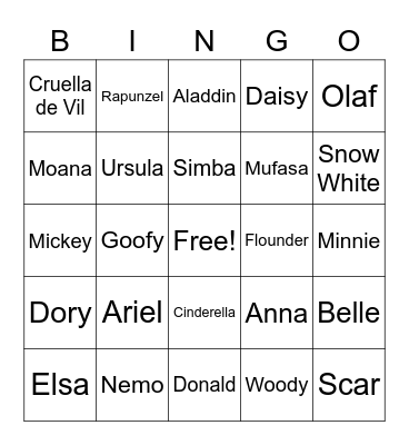 Disney Bingo Card