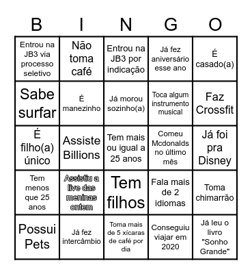 BINGO DO TIME JB3 Bingo Card