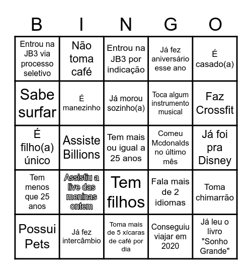 BINGO DO TIME JB3 Bingo Card