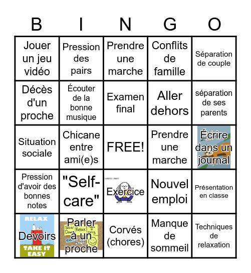 Exploration du stress Bingo Card