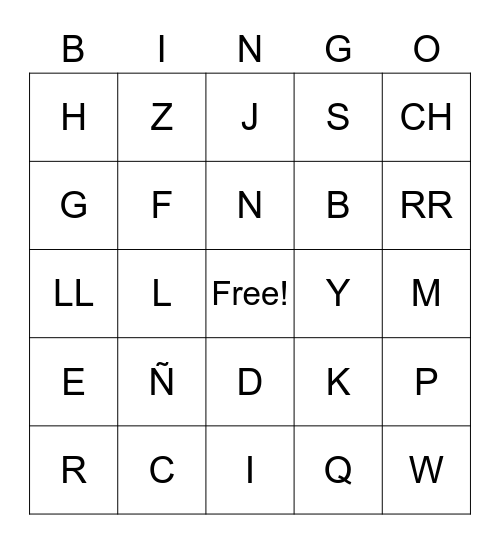 Alphabet Bingo Card