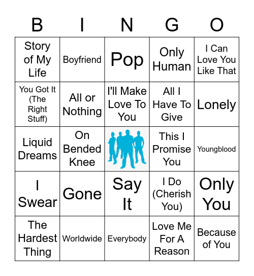 Boy Band Music Bingo Card