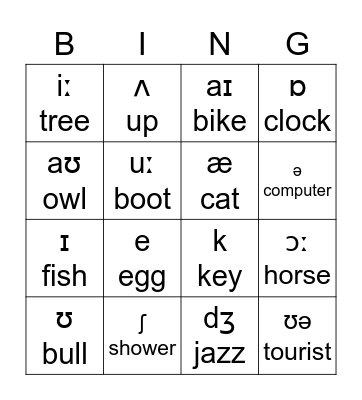 Phonemes Bingo Card