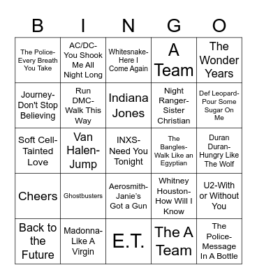 Total-Quiz.com Presents Radio Bingo: Remember the 80's Bingo Card