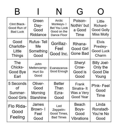 Total-Quiz.com Presents Radio Bingo: "Good" Stuff Bingo Card