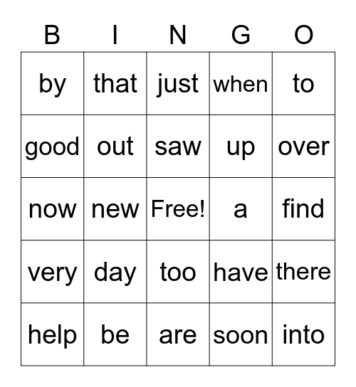 Sight Words 3 Bingo Card