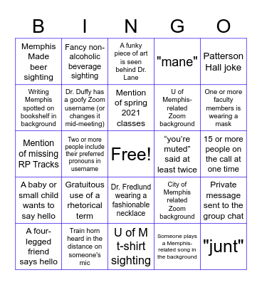 WRTC Fall 2020 Social Bingo! Bingo Card