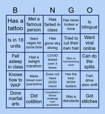 FUN FACT BINGO Card