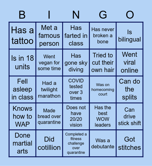 FUN FACT BINGO Card