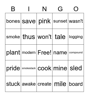 Vocabulary & Sight Words Bingo Card