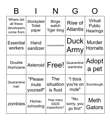 2020 Bingo Card