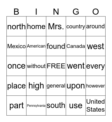 Second 2 Bingo Card