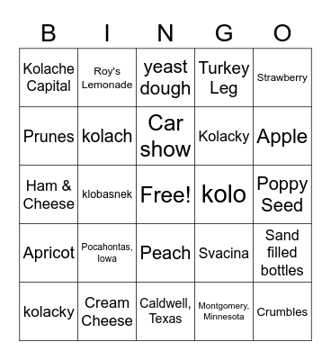 KOLACHE BINGO Card