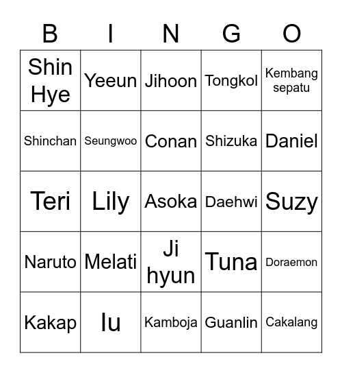 MINJUJU Bingo Card
