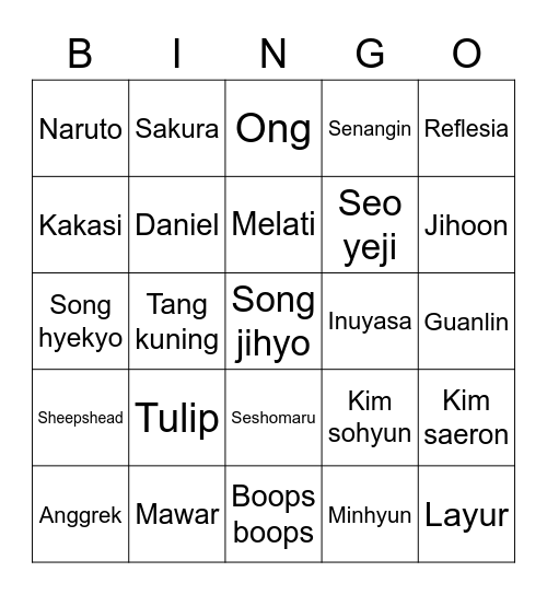 Minceokim Bingo Card