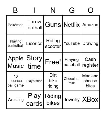 Brady’s Bingo Card