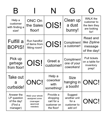 OLD NAVY BINGO! Bingo Card