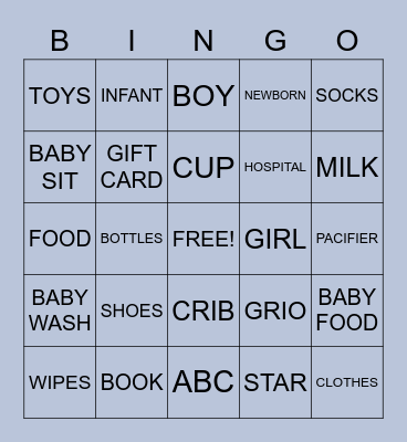 BABYSHOWER Bingo Card