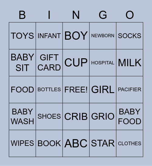 BABYSHOWER Bingo Card