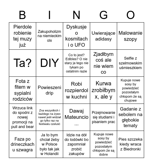 Kubol bingo Card