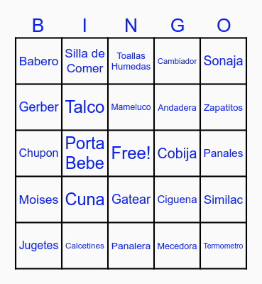 Ashely's  Baby Shower Bingo Card