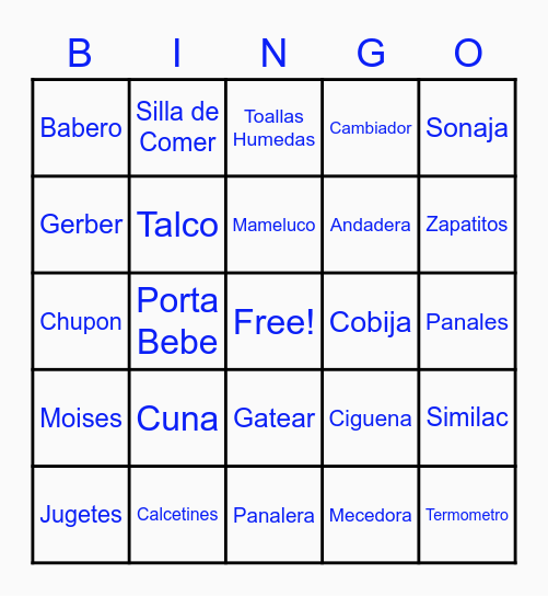 Ashely's  Baby Shower Bingo Card