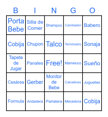 Ashely's  Baby Shower Bingo Card
